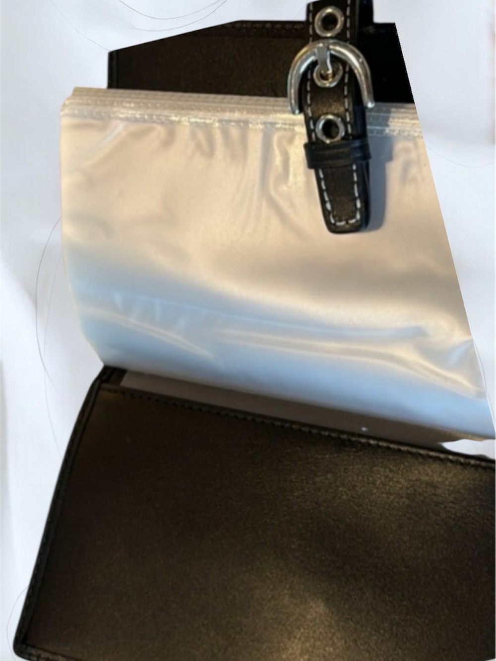 Coach Black Leather Wallet or Passport holder with Silver Buckle Like New - Picture 5 of 7